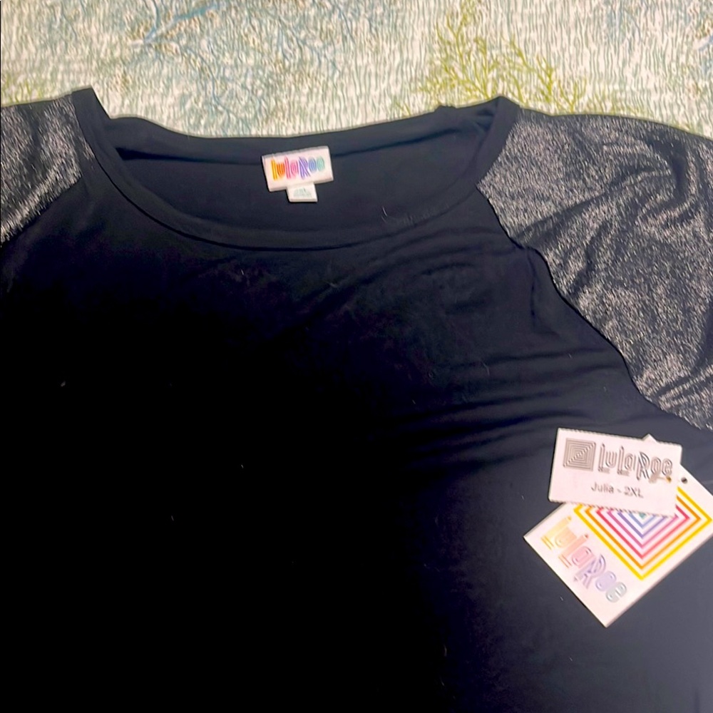 LuLaRoe Black dress with silver Sleeves